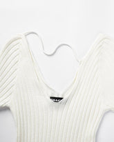 Pearly Expanse Ribbed Asymmetric Top